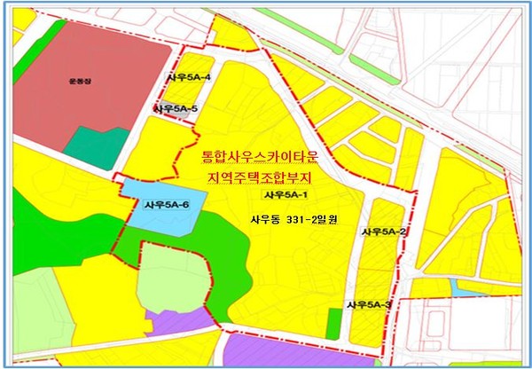 김포통합사우스카이타운 지주택 부지 획지도