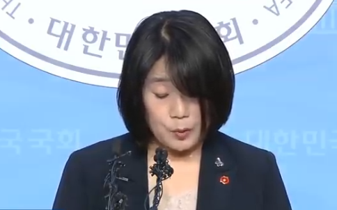 29일 국회 소통관에서 기자회견을 하고 있는 윤미향 더불어시민당 당선인