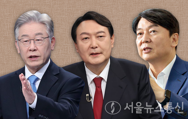 사진설명이재명 더불어민주당(왼쪽) - 윤석열 국민의힘 - 안철수 국민의당 / PG=송혜숙 기자