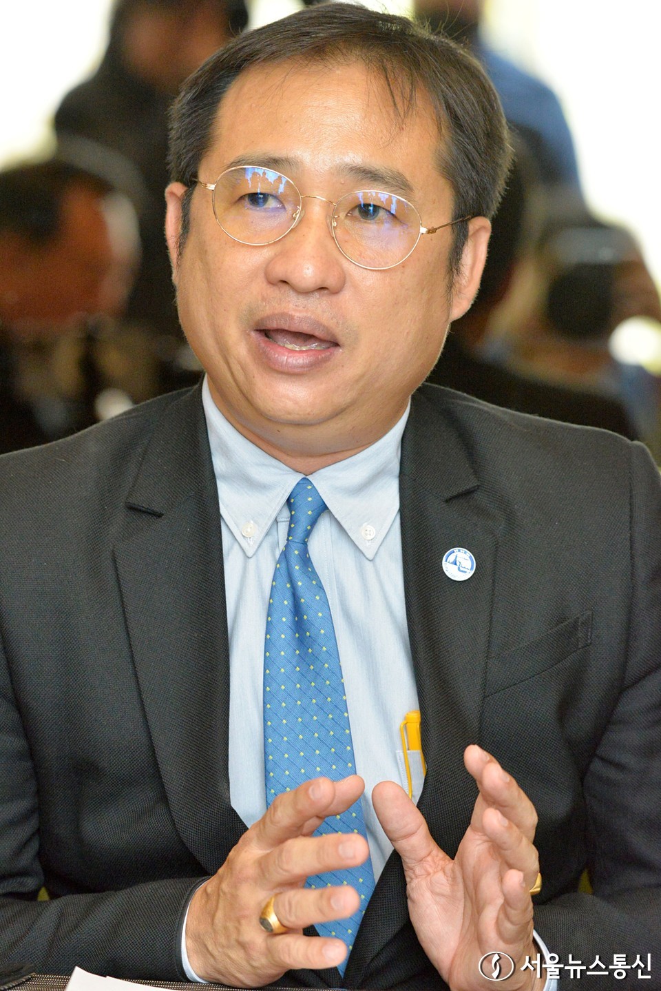 파타나퐁 퐁텅짜른 태국정부관광청 한국사무소 신임 소장이 31일 韓-태 외교 65주년을 맞아 서울 코트야드 바이 메리어트 서울 남대문에서 가진 출입 기자들과의 첫 만남에서 “올해 목표 한국인 관광객 수는 110만명이며, 전체 목표 관광객 수는 2500만명입니다”라고 밝히고 있다. 2023.3.31./서울뉴스통신 (사진 이민희 기자) 