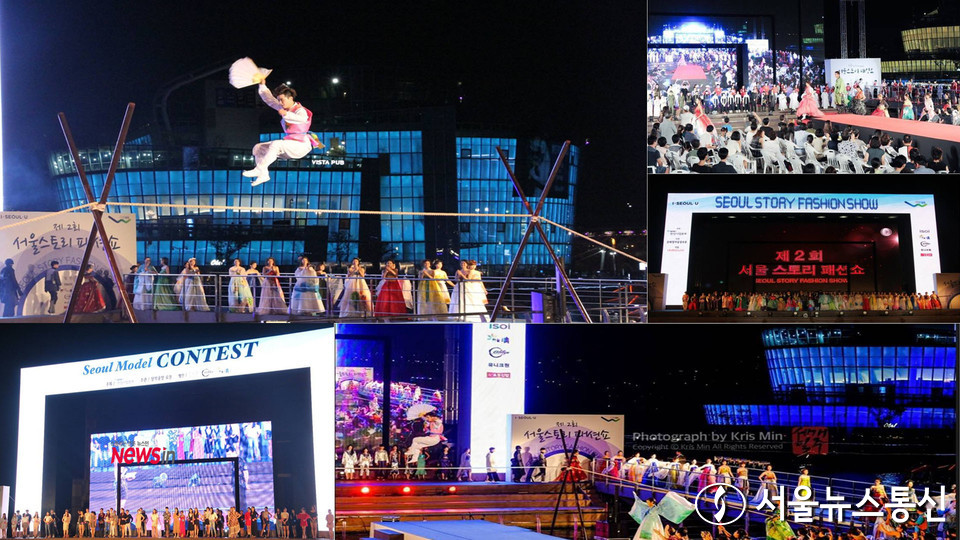 한강 세빛섬이 15일 저녁 화려한 조명과 클래식 한복, 줄타기의 퍼포먼스로 한껏 달아오른다. (사진 문화창작공장 로운 제공)