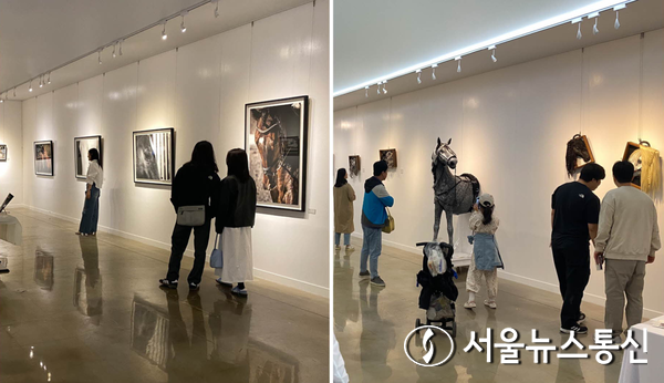 23년 말박물관 초대작가전 전시장(좌 김수정, 우 이한 작가) / 사진 = 한국마사회