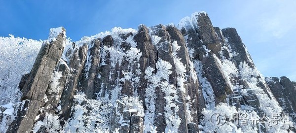 25일 광주 무등산국립공원 서석대에 사흘간 내린 눈이 쌓여 있다. (2024.01.25) / 사진 = 무등산국립공원 제공