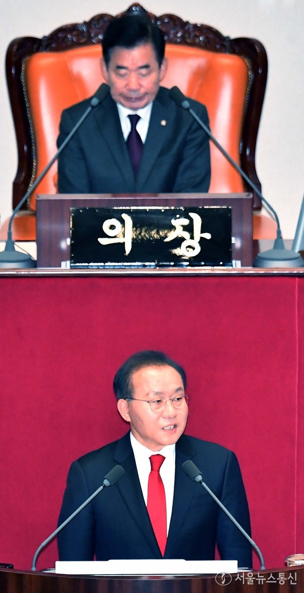  윤재옥 국민의힘 원내대표가 21일 오전 서울 여의도 국회에서 열린 제413회국회(임시회) 3차 본회의에서 교섭단체 대표연설을 하고 있다. 2024.02.21. / 서울뉴스통신 이민희 기자 nimini73@daum.net