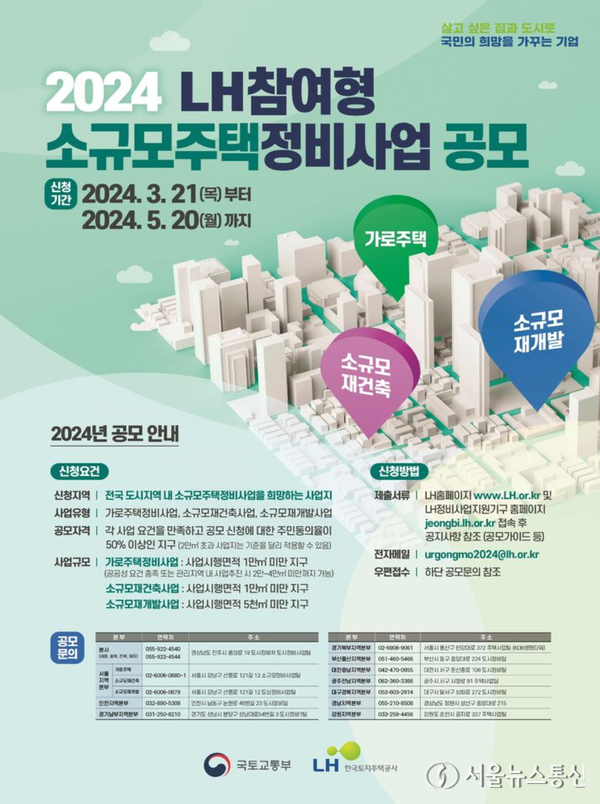 2024년 공공참여 소규모주택 정비사업 공모 포스터. / 자료 = 국토교통부 제공