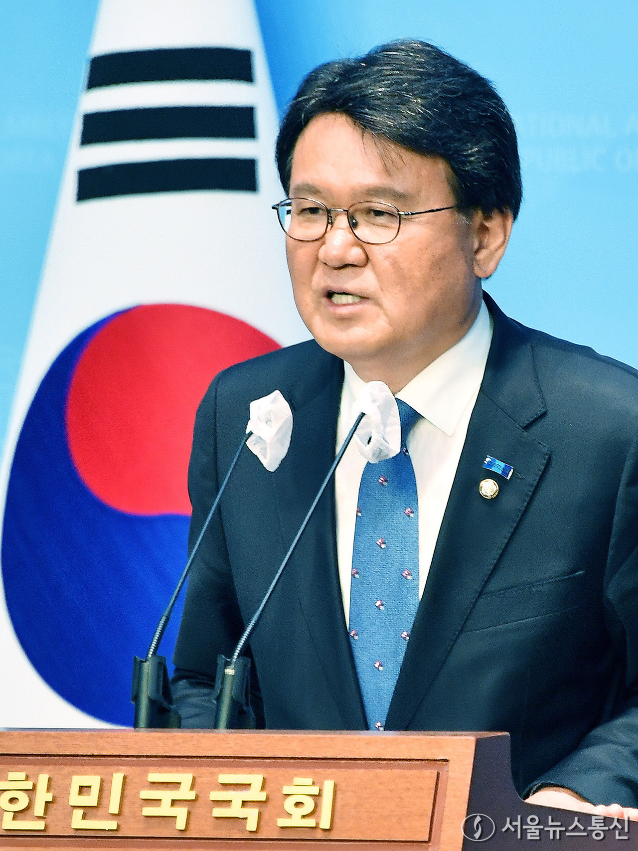 황운하 조국혁신당 신임 원내대표가 25일 오전 여의도 국회 소통관에서 기자회견을 열고 있다. 2024.04.25. snakorea.rc@gmail.com