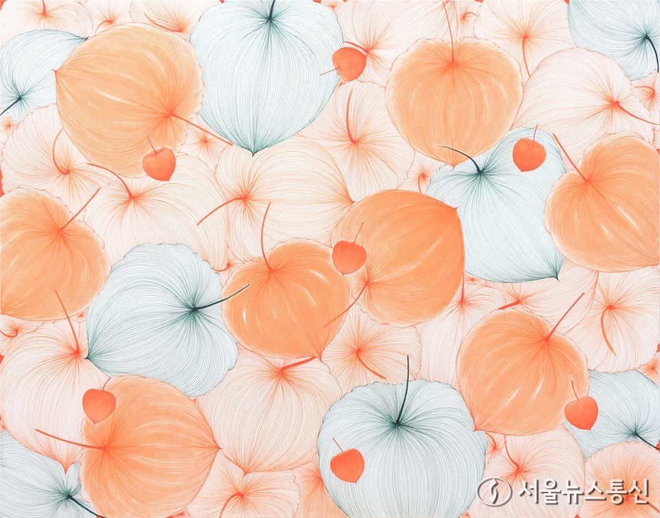 Good Luck in 꽈리24-44, 91x116.8cm, 장지에, 주묵, 피그먼트 잉크, 2024 / 사진 = 비디갤러리 제공