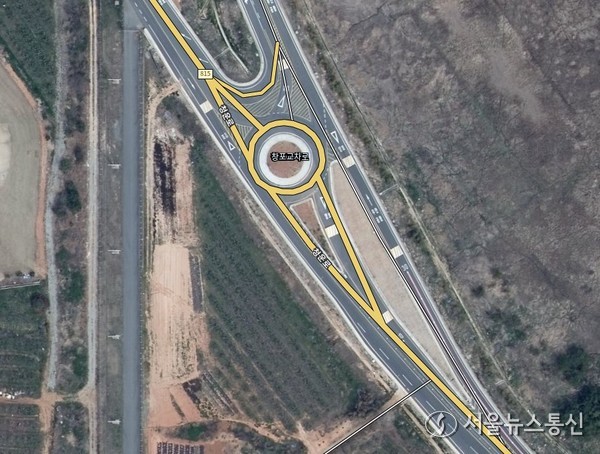 창포회전교차로 주변 복잡한 도로망 위성사진 / 출처 = 카카오맵