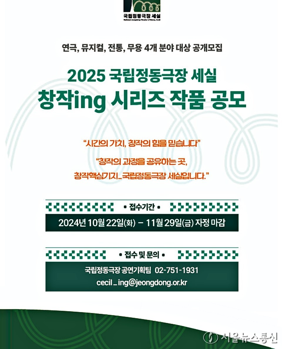 국립정동극장이 2025 국립정동극장 세실 기획공연 '창작ing' 시리즈의 참가작품 공모를 시작한다. / 자료 =국립정동극장 제공