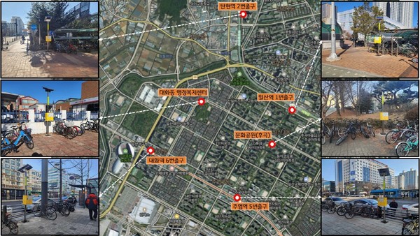 고양시 일산서구는 태양광 자전거 공기주입기를 설치했다 / 사진 = 일산서구