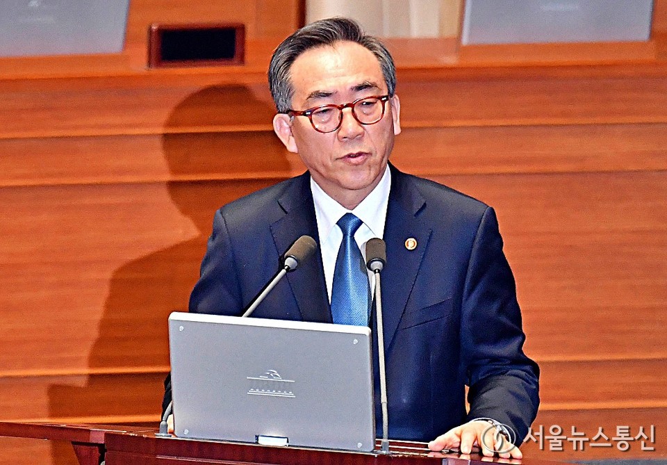 조태열 외교부 장관이 12일 오후 서울 여의도 국회에서 열린 제422회 국회(임시회) 제4차 본회의 정치·외교·통일·안보 분야 대정부질문에서 윤상현 국민의힘 의원의 질의에 답하고 있다. (2025.02.12) / 사진 = 서울뉴스통신 이민희 기자