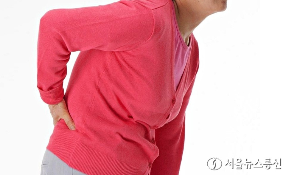 허리 통증은 흔히 경험하는 증상이지만 서 있을 때 허리에 무게가 쏠리는 느낌이나 움직일 때 불안정한 느낌이 지속된다면 척추전방전위증을 의심해볼 필요가 있다. 사진은 중년 여성이 허리디스크로 통증을 느끼고 있는 모습. / 사진 = 자생한방병원 제공