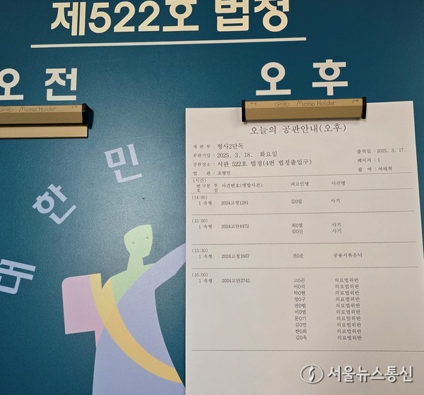 18일 오후 4시 작년 5월 의료법 위반 등 혐의로 기소된 y병원 k병원장 등 총 10명에 대한 4차 공판이 서울중앙지방법원 522호 법정에서 열렸다. 2025.03.18. 사진 이민희 기자