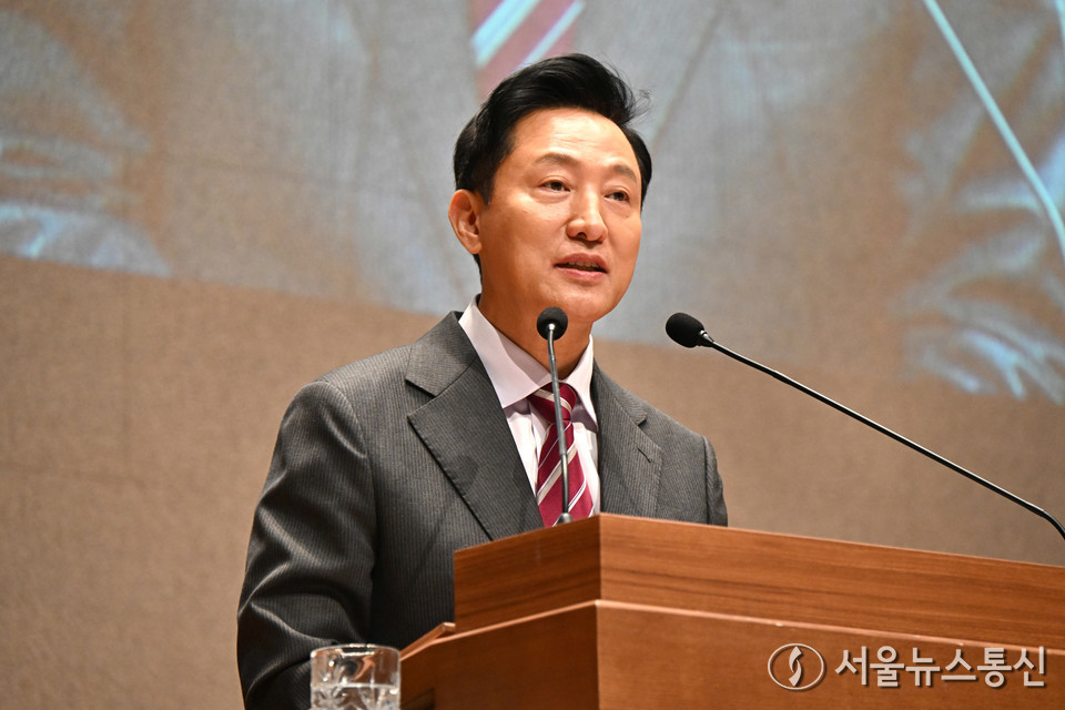 오세훈 서울시장이 3일 오후 서울 종로구 새문안교회에서 열린 ‘개신교 선교 140주년 기념대회’에 참석해 축사하고 있다. (2025.04.03) / 사진 = 서울시 제공