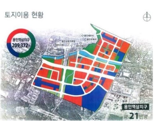 용인역삼구역도시개발사업조합 사업부지 획지도. 자료사진