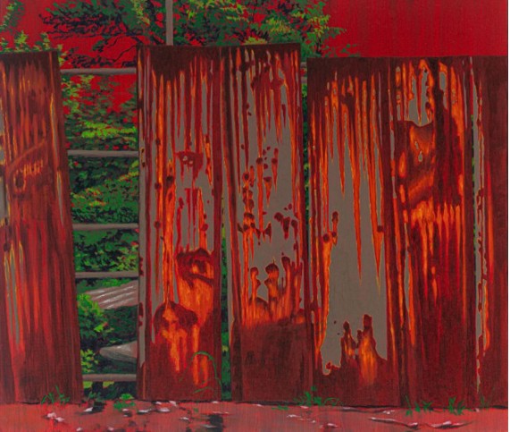 Rusty Metal Plates 2 paintings, 531 W x 45.7 H x 2.5 D cm