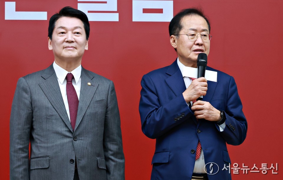 29일 서울 여의도 국민의힘 당사에서 열린 제21대 대통령 후보자 국민의힘 3차 경선 진출자 발표 행사에서 진출에 실패한 홍준표 후보가 소감을 밝히고 있다. (2025.04.29) / 사진 = 서울뉴스통신 신현성 기자