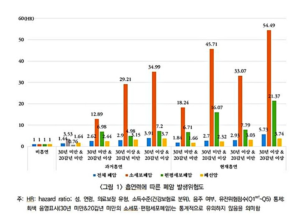 흡연력에 따른 폐암 발생위험도. (2025.05.18) / 자료 = 건보공단 제공