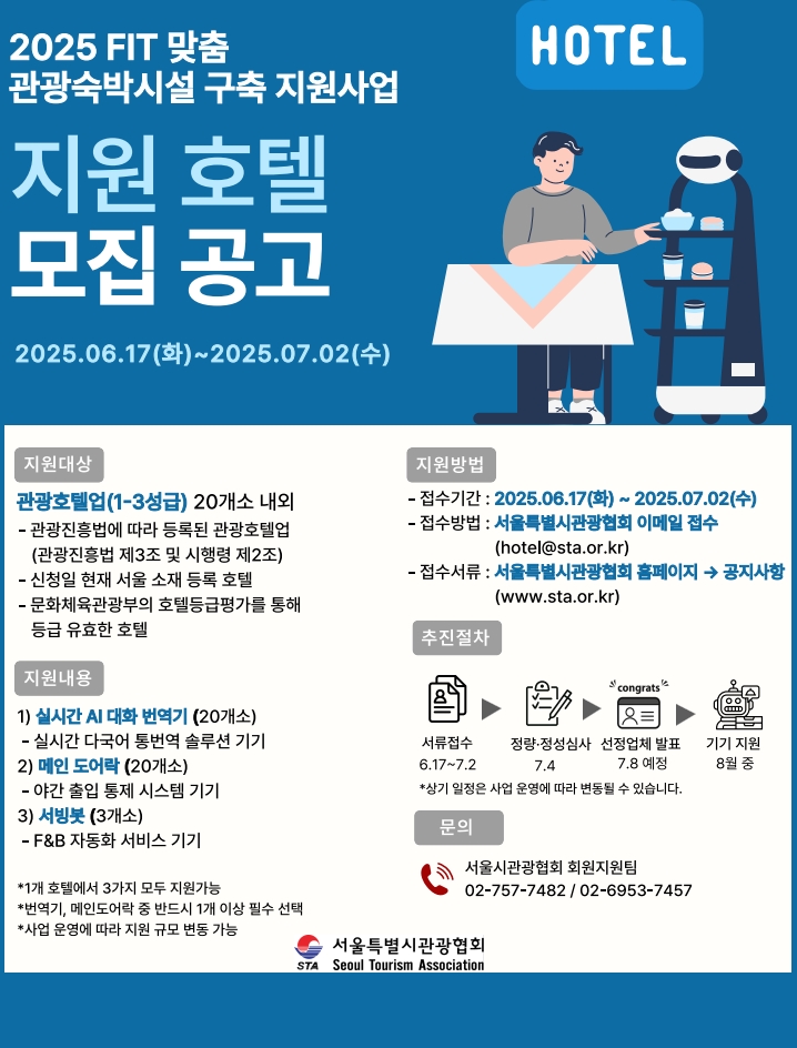 스마트 관광숙박시설 구축 지원사업 대상 모집 포스터 / 서울시 제공