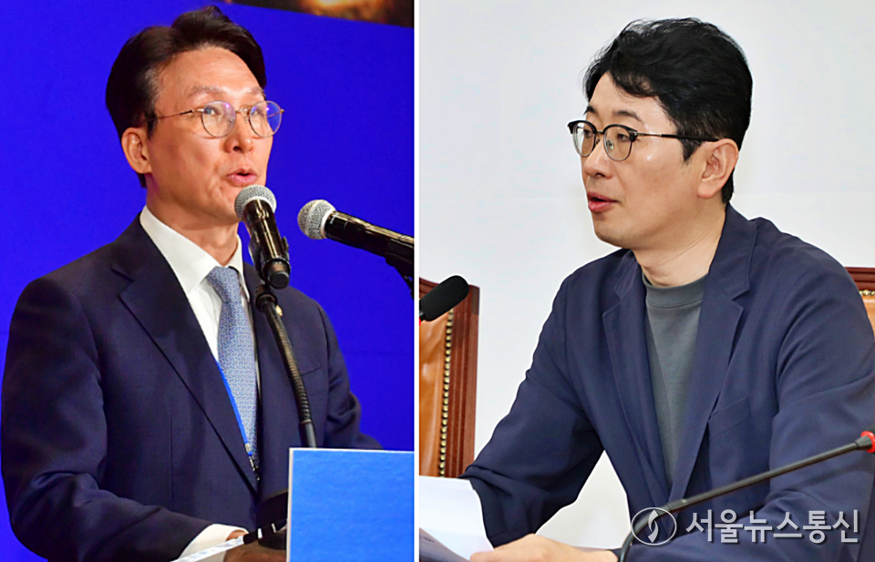 김민석 국무총리 후보자를 둘러싼 각종 의혹이 확산되는 가운데 여야 간 공방이 격화되고 있다. 사진은 김민석 국무총리 후보자와 주진우 국민의힘 의원. / 사진 = 서울뉴스통신 DB 갈무리