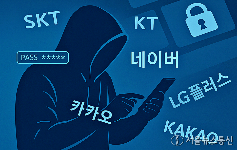SK텔레콤 유심(USIM) 해킹 사고 이후, 정부가 KT·LG유플러스는 물론 네이버, 카카오, 쿠팡, 우아한형제들 등 주요 플랫폼 기업까지 점검 대상으로 포함하며 보안 점검을 전방위로 확대하고 나섰다. / 사진 = 서울뉴스통신 AI생성 이미지