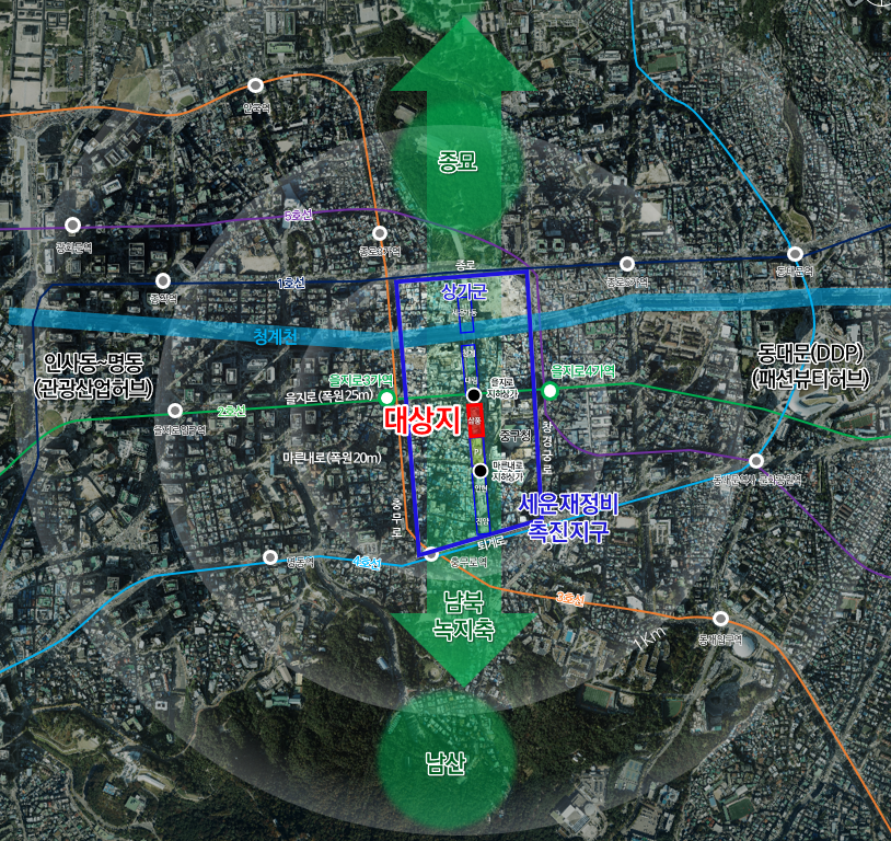 세운지구 위치도(서울시 제공) 2025.07.17, snakorea.rc@gmail.com , *재판매 및 DB 금지