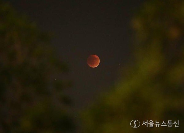 7일 이집트 기자의 카프레 피라미드 상공에서 촬영된 개기월식이 이중 노출 사진에 담겼다. 사진=신화/서울뉴스통신. 2025.09.08, snakorea.rc@gmail.com , *재판매 및 DB 금지