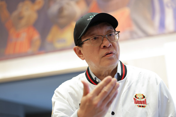 허태수 GS그룹 회장이 8일 웨스틴 서울 파르나스에서 열린 '제 4회 GS그룹 해커톤에서 인터뷰에 응답하고 있다.2025.09.08, snakorea.rc@gmail.com , *재판매 및 DB 금지