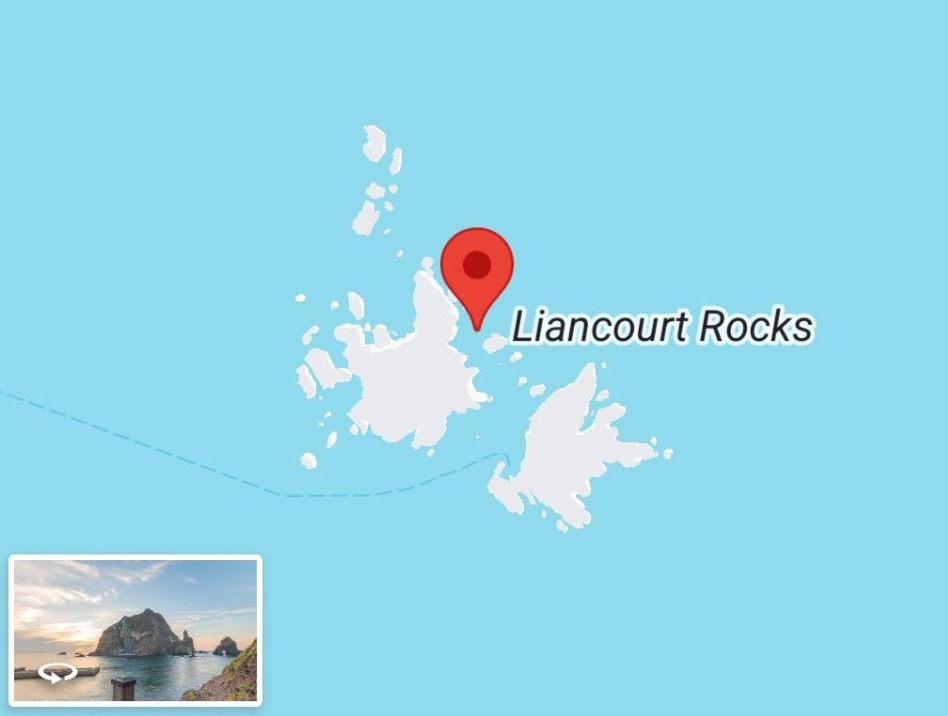 전 세계 42개국 구글 지도에서 독도를 '리앙쿠르 암초'(Liancourt Rocks)로 잘못 표기한 모습 (사진=서경덕교수팀 제공) 2025.09.23, snakorea.rc@gmail.com , *재판매 및 DB 금지