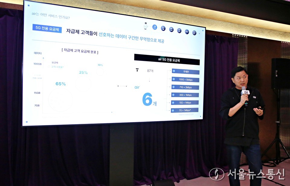 이윤행 SK텔레콤 air기획팀장이 1일 서울 성동구 T팩토리에서 자급제 전용 디지털 통신 서비스 '에어(air)'를 소개하고 있다. (사진=신현성 기자) 2025.10.01, snakorea.rc@gmail.com , *재판매 및 DB 금지