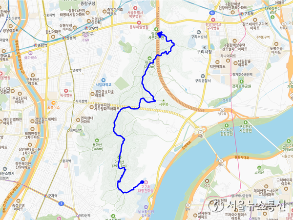 구리둘레1길 도로명 참고도면.(2025.10.14) / 사진 = 구리시 토지정보과