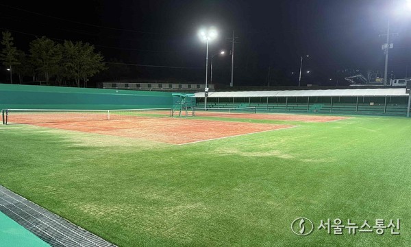 스포츠센터 부속 테니스장 인조잔디 코트(밤)