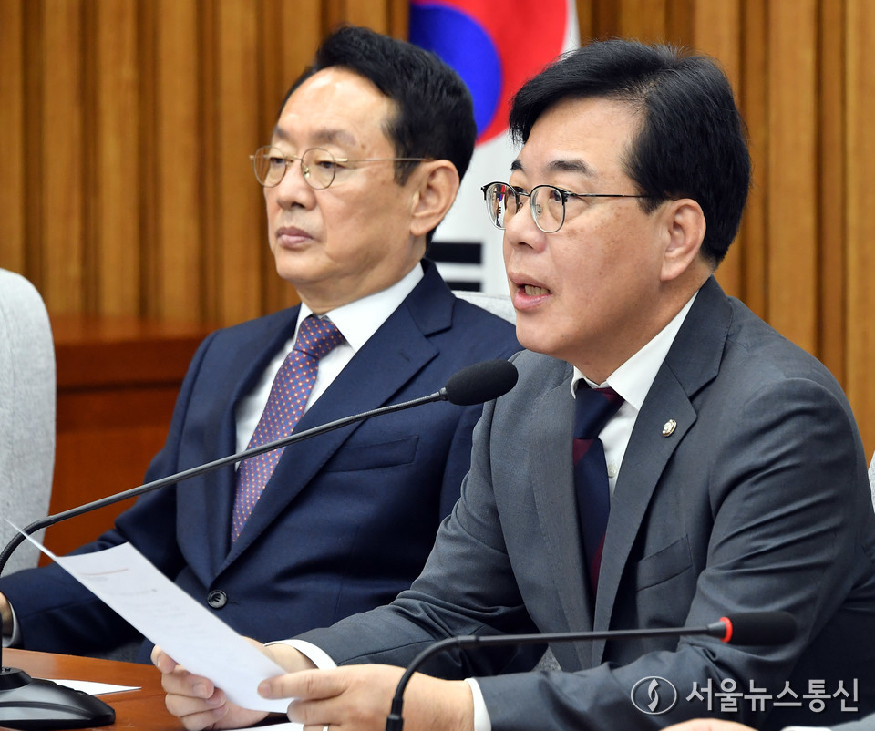 송언석 국민의힘 원내대표가 24일 오전 서울 여의도 국회에서 열린 국정감사 대책회의에서 발언하고 있다. (2025.10.24) / 사진 = 서울뉴스통신 이민희 기자 