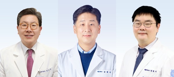 급성기 뇌졸중 환자의 퇴원 후 재활 치료를 병원이 아닌 가정 및 지역사회에서 실시해도 효과적임을 밝힌 분당서울대병원 재활의학과 백남종·김원석·장원기 교수 연구팀(사진왼뽁부터). 사진/분당서울대병원