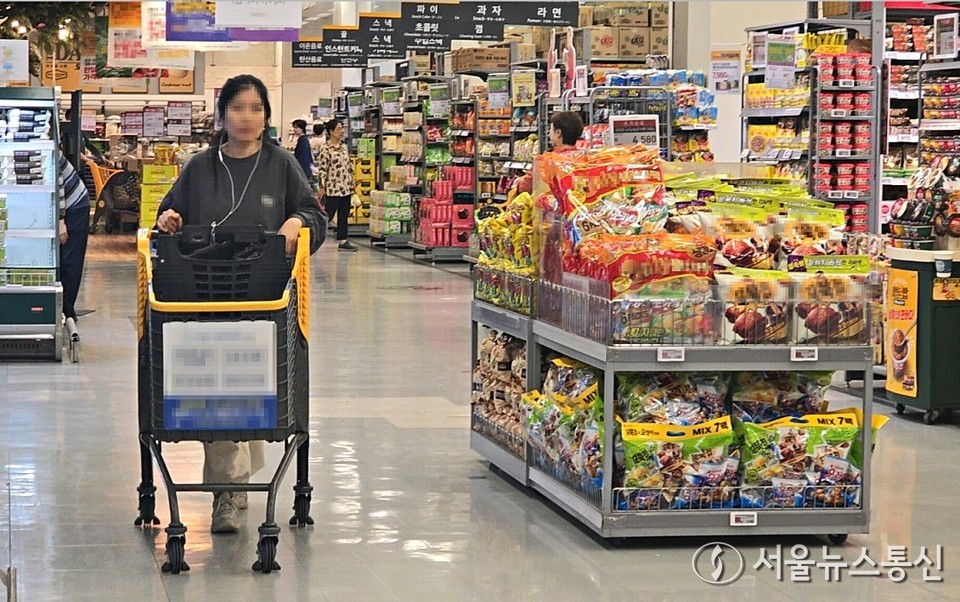 서울시내 한 대형마트에서 소비자들이 이동하고 있다. / 사진 = 서울뉴스통신 이성현 기자