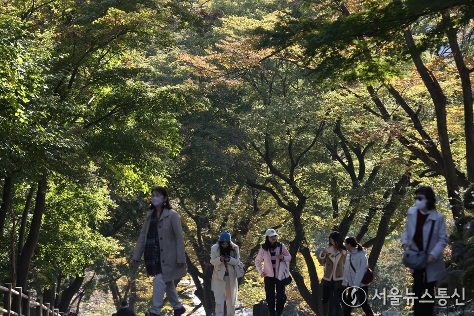 절기상 '입동'인 내일(7일)은 전국 내륙을 중심으로 큰 일교차를 보이는 가을날씨가 이어지겠다. (남산 산책길) / 사진 = 서울뉴스통신 이성현 기자