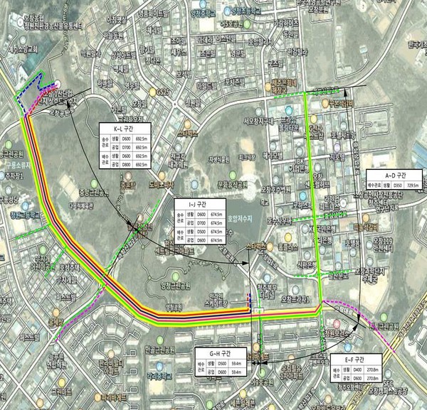 청주시 상수도, 오창 공동구 내 상수관 복선화 확충공사 추진 위치도(제공=청주시) *재판매 및 DB 금지
