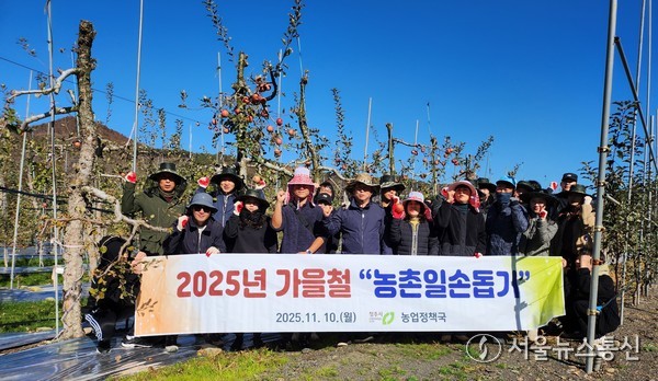 청주시 농업정책국, 사과 과수원서 일손돕기 돕기 사진(제공=청주시) *재판매 및 DB 금지