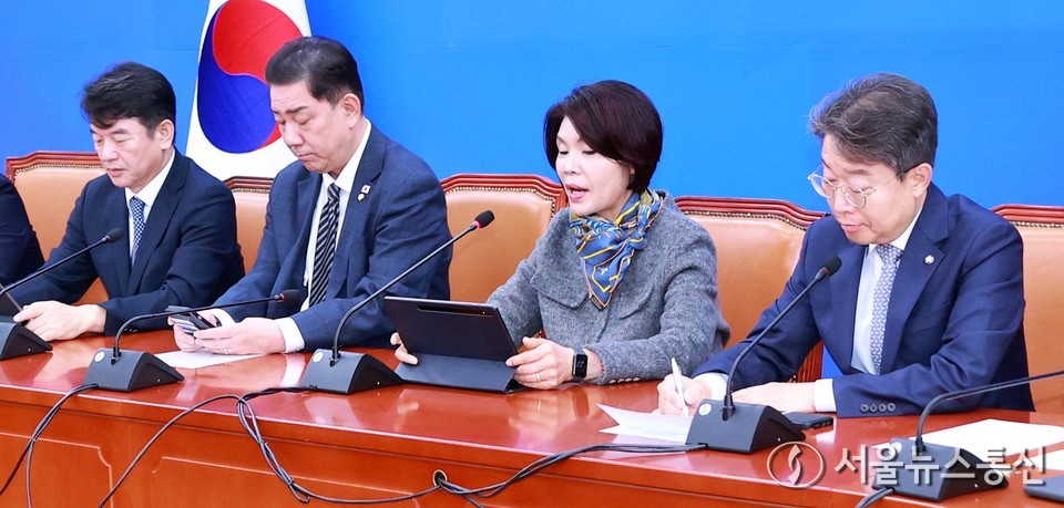 한정애 더불어민주당 정책위의장이 13일 서울 여의도 국회에서 열린 정책조정회의에서 발언하고 있다. 2025.11.13, snakorea.rc@gmail.com , *재판매 및 DB 금지