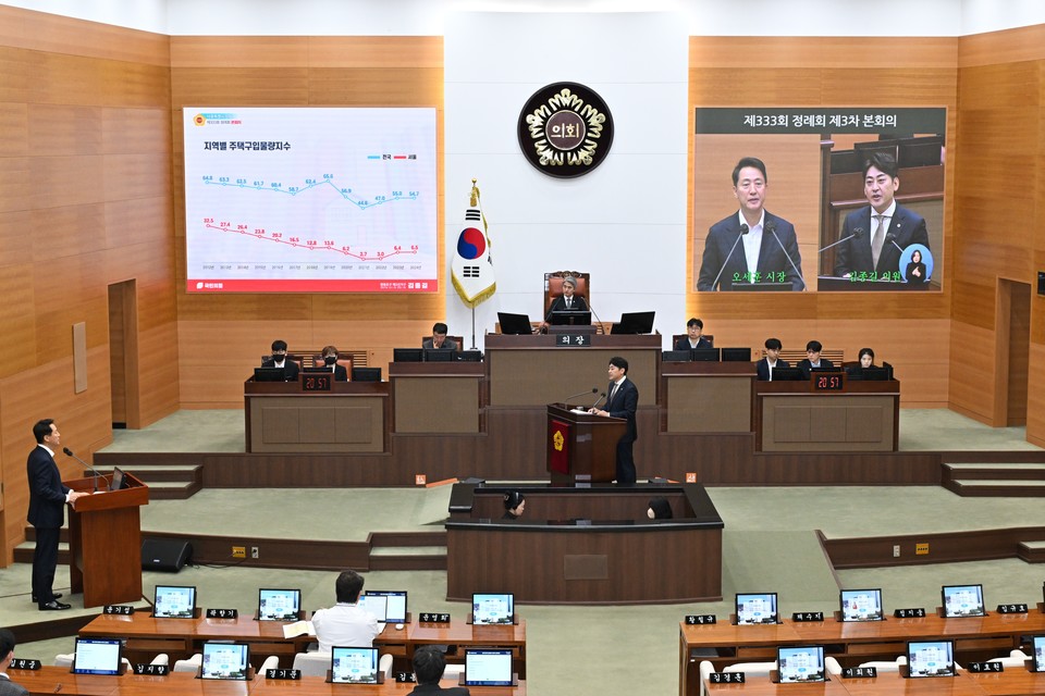 김종길 의원이 20일 열린 제333회 정례회 시정질문에서 오세훈 시장에게 질의하고 있다. (사진=서울시의회 제공) 2025.11.24, snakorea.rc@gmail.com , *재판매 및 DB 금지