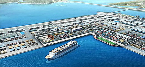 도는 새만금 신항만을 활용한 크루즈 숙박시설 도입을 검토하고 있다. 크루즈 한 척당 1,000명~3,000명을 수용할 수 있어 단기간에 대규모 숙박 수요를 충족할 수 있다. 새만금 신항만 조감도.